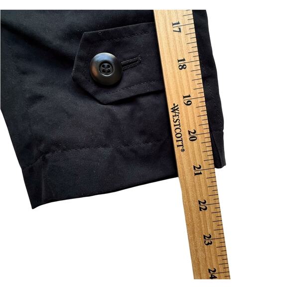 VTG 90s London Fog Trench Coat Womens 2 Petite Black Preppy Minimalist Long - Picture 5 of 8